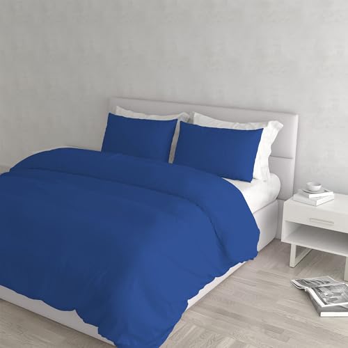 Elegant Microfibre Double Duvet Cover Set, Made in Italy – Duvet Cover Set – Duvet Cover 250 x 200 cm with Flap and Pillow Cases, Royal, Double