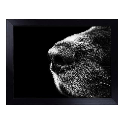 Lap Tray with Bean Bag Cushion, Dog Nose Snout - Handmade in the UK, Raised Wooden Edge, Padded Cushion, Heat-Resistant Wipe-Clean Surface, for Meals, Laptops and Crafts
