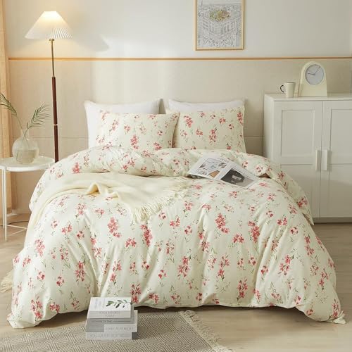 HighBuy Twin XL Comforter Set Pink Floral Boho Twin Extra Fit Comforter Set for College Boho Chic Flower Bedding Set All Season Farmhouse Lightweight Microfiber Comforters with 2 Pillowcases