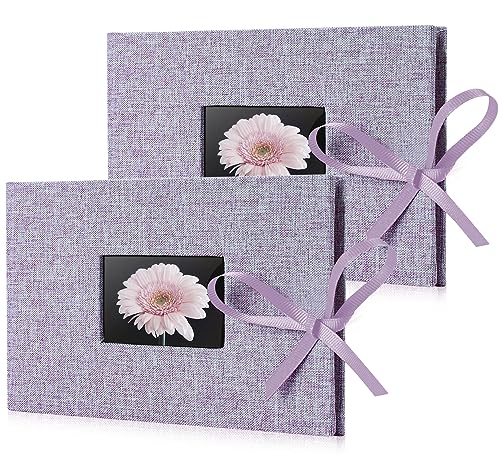2 Pack Small Photo Album 4x6, Fabmaker Each Picture Album Holds 24 Horizontal Photos, Linen Cover Picture Photo Book with Front Window, Mini Brag Books for 4x6 Pictures, Artwork or Postcards Storage