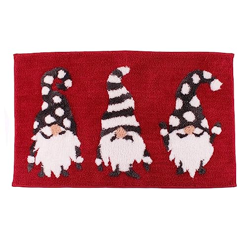 Fusion Christmas - Gonks - Tufted Bath Mat - 50 x 80cm in Red, (GKTRDHXPPU)