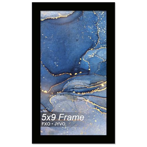 "Fxojyvo 5x9 Picture Frame, Black Frame for 5 x 9 Inch Picture Poster Photo, Light Weight and High Transparent 5 by 9 Frame for Wall - 1 Pack/Black/5""x9"""