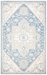 SAFAVIEH Traditional Rug for Living Room, Dining Room, Bedroom - Micro-Loop Collection, Short Pile, in Blue and Ivory, 65 x 300 cm