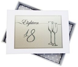 White Cotton Cards Birthday Age 18 Flutes Photo Album, Board, White, 12.5 x 17.5 x 2.5 cm