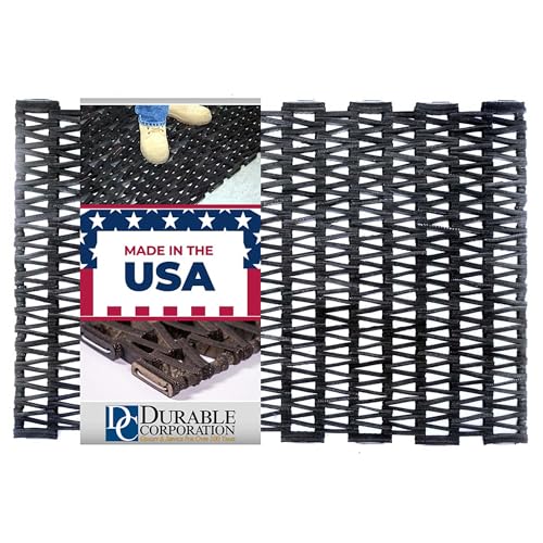 "Durable Corporation-108H2030 Durite Recycled Tire-Link Outdoor Entrance Mat Herringbone Weave, 20"" x 30"", Black"
