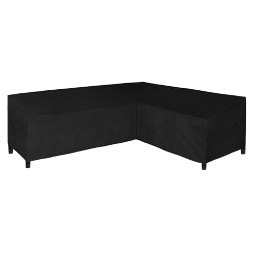 "Easy-Going Patio L-Shaped Sectional Sofa Cover, 110""X85"" Waterproof Heavy Duty Outdoor Garden Furniture Cover with Air Vent (Right Facing, Black)"