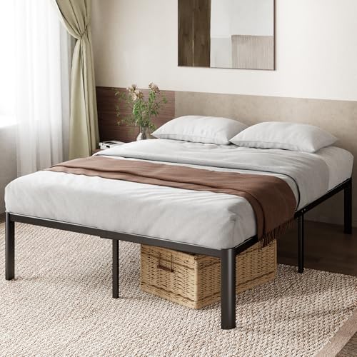 Zinus Van Double Bed Frame (135 x 190 cm) with Underbed Storage – Metal Bed Base, Steel Slat Support, Easy Assembly – Black