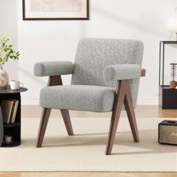 COLAMY Accent Chair Upholstered Armchair, Modern Lounge Chair with Solid Wood Frame, Thick Cushioned Seat, Breathable Fabric, Ergonomic Single Sofa Chair for Living Room, Bedroom, Reading Corner,Green