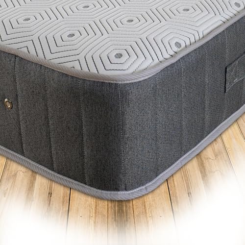 Starlight Beds Small Single Pocket Sprung Mattress. 23cm Deep, Grey, Medium Firmness, Hybrid Pocket Sprung Small Single Mattress with Memory Foam (75cm x 190cm x 23cm) (2ft6 x 6ft3)