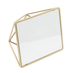 "Home Details Free Standing Geometric Vanity Mirror - Dimensions: 9""x 7""x 3"" - Self Standing Mirror - Bathroom Décor - Gold - Multiple Uses"