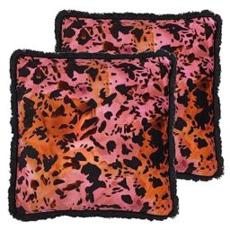 Paoletti Colette Fringed Animal Printed Satin Feather Filled Cushion - Twin Pack