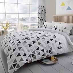 Gaveno Cavailia Luxury GEO TRIANGLE Bed Set with Duvet Cover and Pillow Case, Polyester-Cotton, Grey, King