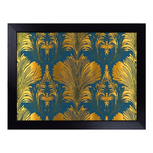 Lap Tray with Bean Bag Cushion, Art Deco Pattern - Handmade in the UK, Raised Wooden Edge, Padded Cushion, Heat-Resistant Wipe-Clean Surface, for Meals, Laptops and Crafts