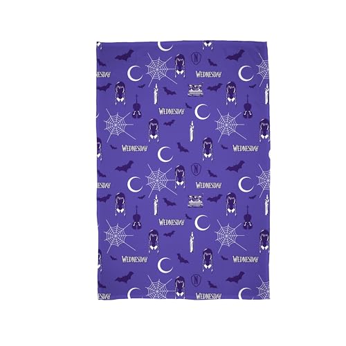 Wednesday Officially Licensed Fleece Blanket - Destined Design Super Soft Warm Throw - Perfect For Teen Bedrooms, Camping & Sleepovers - Size 100 x 150cm - Purple