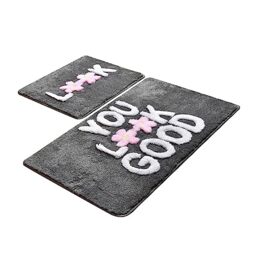 WELL HOME MOBILIARIO & DECORACI??N You Look Great Pink Detail 2 Piece Bath Mat Set