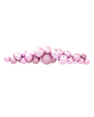 WeRChristmas Pink Bauble Cluster Arch, 60cm, 32 Baubles - 60cm pink bauble cluster arch with 32 decorations in shiny, matt and glitter finishes for statement festive styling