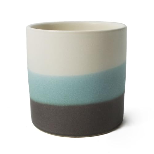Leaf Ceramic Planters, Blue Stripe, 12cm x 12cm x 12cm
