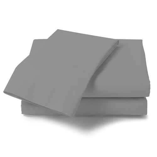 GC GAVENO CAVAILIA Non Iron Plain Dyed Percale Flat, Soft Polycotton Sheets, 180 Thread Count Easy Care Bedding, Charcoal, King