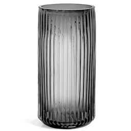 "Muyan 7.5"" Glass Vase for Flowers Vertical Striped Flower Vase Modern Desktop Decor Flower Arrangement Dried Flower Hydroponic Plant Home Office Dining Living Room Wedding (Gray)"