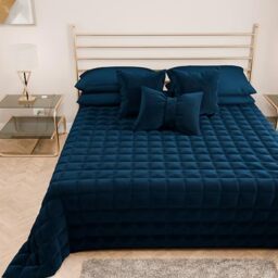 PETTI Artigiani Italiani - Soft and Warm Velvet, Double Quilt, Spring Autumn Quilt, Double Bedspread, Blue, 100% Made in Italy