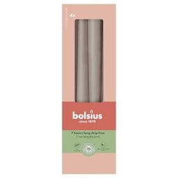 Bolsius Smooth Tapered Candles - Light Taupe - Set of 4 in Box - 9.4″ - Decorative Household Candles - Burning Time 7 Hours - Unscented - Natural Plant Wax - Without Palm Oil