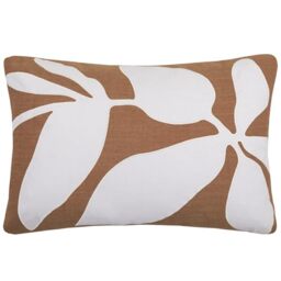 Voyage Maison Aspin Feather Filled Cushion – 100% Cotton Abstract Leaf Appliqué Decorative Pillow (Cinnamon - 40x60cm)