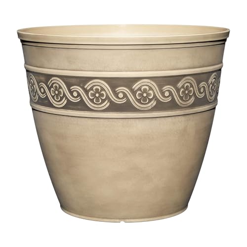 "Classic Home & Garden Planter, Stone Resin, Ivory Ash, 13"" Round"