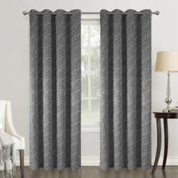Homemaison - Pair of Blackout Curtains Geometric Style - Polyester - Embossed Square Pattern - For Living Room Bedroom Window - 140 x 260 cm - Black