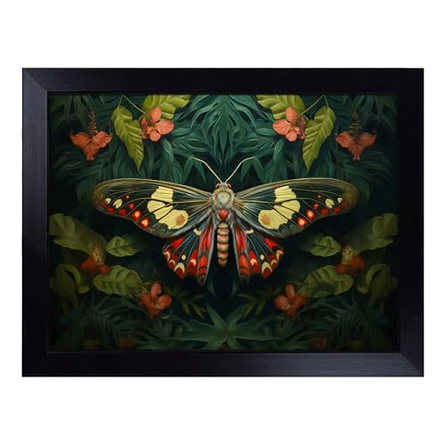 Lap Tray with Bean Bag Cushion, Moth Photograph 8K - Handmade in the UK, Raised Wooden Edge, Padded Cushion, Heat-Resistant Wipe-Clean Surface, for Meals, Laptops and Crafts