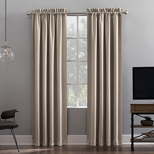 "Sun Zero Oslo Theater-Grade Extreme Total Blackout Curtains, Stone, 52"" x 84"""