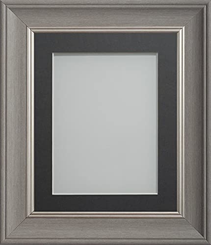 Frame Company Drummond Gunmetal Grey Photo Frame, Grey Mount, 8x8 for 5x5 inch, fitted with perspex
