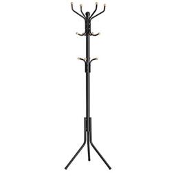 SONGMICS Coat Rack Stand, Coat Tree, Metal Hall Tree, Free Standing, 49 x 182 cm, 12 Hooks, for Clothes, Hats, Bags, Black RCR19B