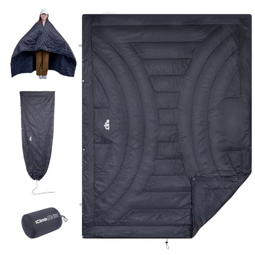 iClimb 3M Thinsulate Insulation Warm Blanket (Dark Grey, 1.52 lb) - Ultralight Compact, for Camping Backpacking Hiking