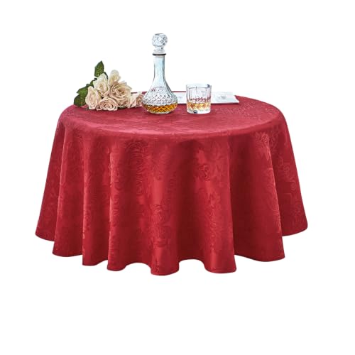 HomeJoy Round Rectangle Table Cloth ??? Stainproof Waterproof Washable Polyester Oblong Rectangular Tablecloth, Fabric Table Cover for Kitchen Dining Dinner Table (Red, Round 70'' Inch)