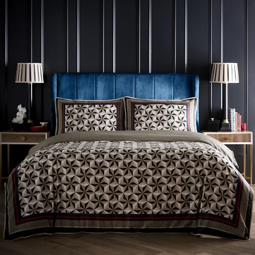 Laurence Llewelyn‑Bowen Hero Duvet Cover Set Double 200 x 200cm – 100% Cotton Bedding with Bold Contemporary Design, Includes 2 Pillowcases