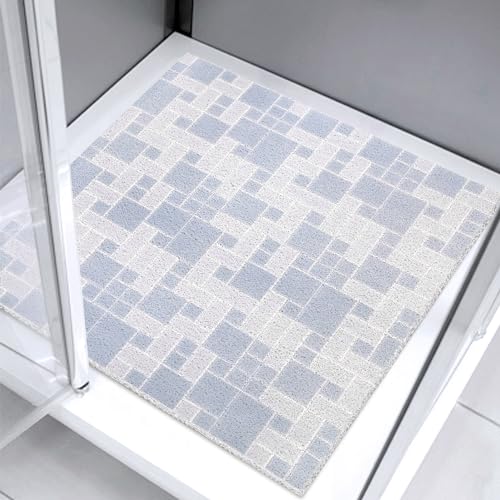 Square Shower Mat 32x32 Inch Non Slip Bath Mat for Inside Shower Loofah Shower Mat for Elderly Soft Textured Foot Massage Pad Bathroom Floor Mat for Wet Area, Without Suction Cups, Quick Drying