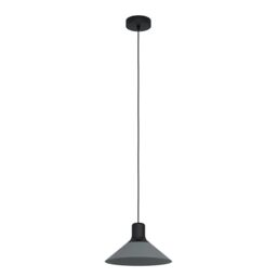 EGLO Pendant Lighting Abreosa, Ceiling Light Fixture for Dining and Living Rooms, Hanging Light Made of Black and Grey Metal, E27 Socket