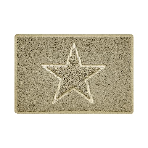 Nicoman Star Shape Embossed Entrance Door Mat Non Slip Dirt Trapper PVC Spaghetti Mat with Rubber Base, Jet Washable Quick Drying Doormat Indoor or Outdoor - (Small, Biege, 60 x 40cm)