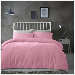 Gaveno Cavailia Popcorn King Duvet Set Blush Pink, Honeycomb Waffle Weave Bedding, 3 Piece Teddy Flannel Fleece Reversible Bedlinen, Easy Care DuvetCover Bedset, 1 Quilt Cover and 2 Pillow Cases