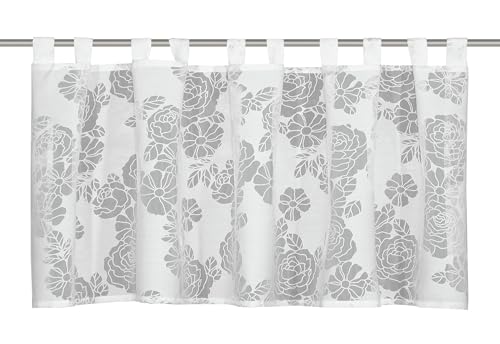 Gardinia Bistro Curtain Burnout Flowers White 140 x 45 cm