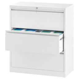 YITAHOME 3 Drawer Lateral File Cabinet with Lock, Metal Stainless Steel Wide Lateral Filing Cabinet for Legal/Letter A4 Size, Office Organizer Storage Cabinet, White