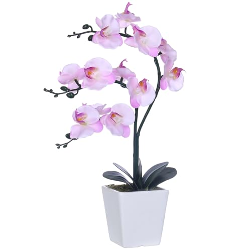 "YSZL 15"" Tall Artificial Silk Phalaenopsis Orchid Flower Plant Pot Arrangements (Pink Shades)"
