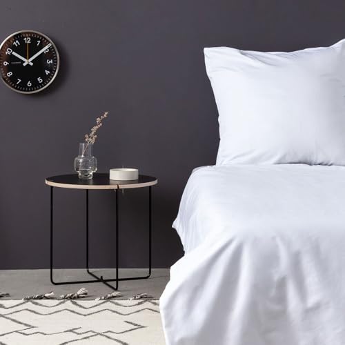Luxurious Satin Queen Fitted Sheet, 100% Cotton, 150 x 200 + 30 cm, 210 Thread Count, Machine Washable at 30°C, Elegant White Colour for Ultimate Comfort
