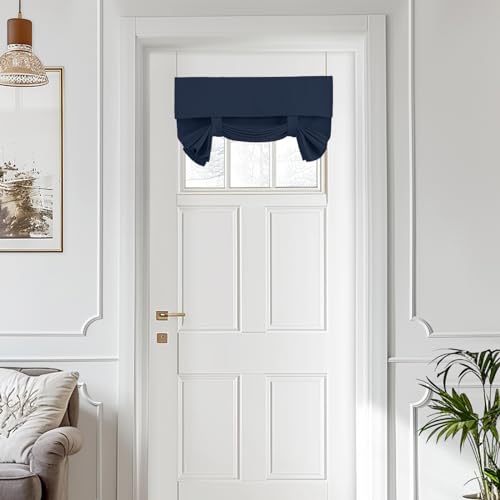 Vatge Navy Blue Curtains Room Darkening French Door Blinds, Door Curtains for Door Window Thermal Insulated Tricia Door Shades for Classroom/Patio/Carport/Balcony Door, 1 Panel, W24 x L18, Navy