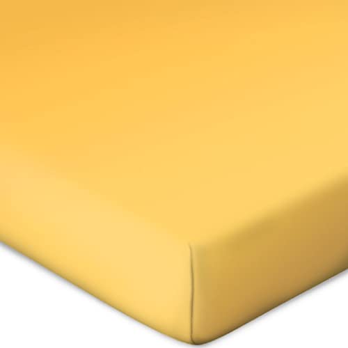 Bassetti Fitted Sheet for Box Spring Topper Plain Colour Sun Y6/066 Size 90 x 190 100 x 220 cm