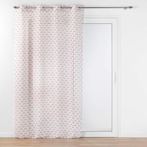 Douceur d'Intérieur, Lorea Marsala Net Curtain with Eyelets (140 x 240 cm) Metallic Printed Sandblasted Voile