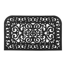 Relaxdays Half-Rounded iron look Doormat, 45 x 75 cm, Door Mat Inside & Outside, Non-Slip, Shoe Wiper, Black