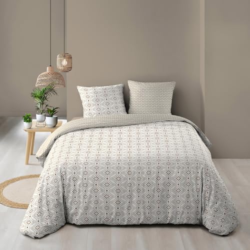 Douceur d'Intérieur, 3-Piece Bedding Set (260 x 240 cm) Brianna, Reversible – 100% Cotton