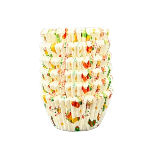 Scrumptious! - 150PC Mini Muffin Cases - Christmas Stocking - 45GSM 31mm x 23mm Greaseproof Paper Baking Cases - Great for Xmas and Festive Themed Party Cakes, Bakes, Sweets and Treats