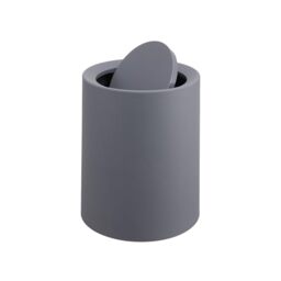 Relaxdays 13L Waste Bin with Swing Lid, Inner Bucket, Matt Plastic, Round, Bathroom & Kitchen, Dark Grey, 31.5 x 26 x 26